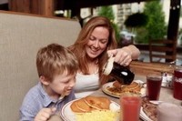 mom and son at our Gatlinburg pancake house