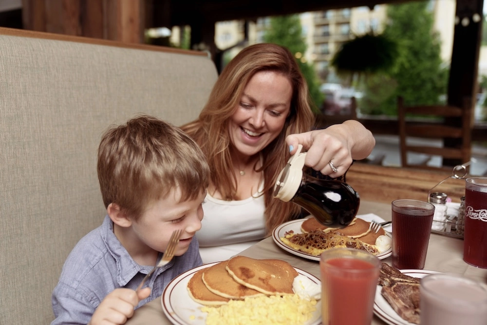 breakfast at Log Cabin Pancake House during a day in Gatlinburg