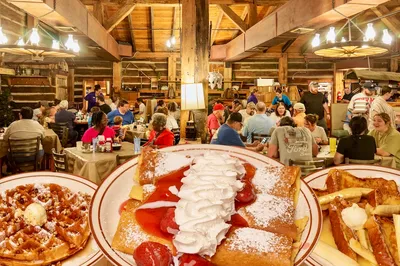 food inside of log cabin pancake house