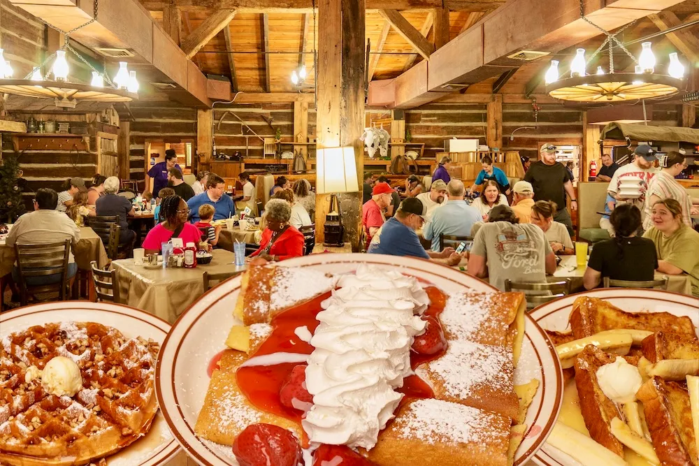 food inside of log cabin pancake house